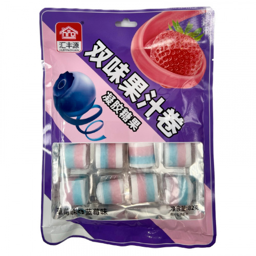 КОНФЕТЫ HUIFENGYUAN СО ВКУСОМ КЛУБНИКИ И ЧЕРНИКИ 82г