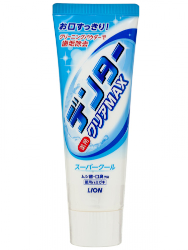 Зубная паста LION с микрогранулами "Dentor Clear MAX Super Cool"охлаждающая мята, туба 140г ЯПОНИЯ