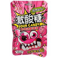 Карамель Hong Tai Kee кислая с шипучкой со вкусом персика 22г