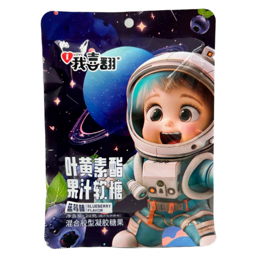 Желейные конфеты Ke Kou Fujian со вкусом черники Космонавт 20г