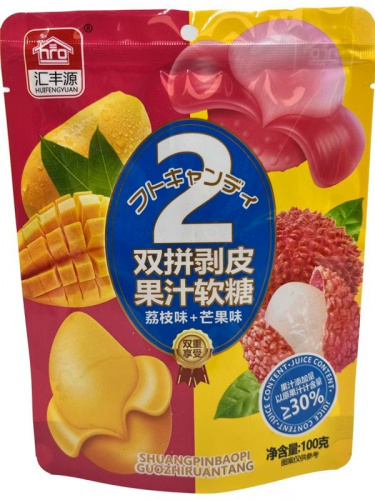 МАРМЕЛАД HUIFENGYUAN СО ВКУСОМ ЛИЧИ И МАНГО 100г фото 2