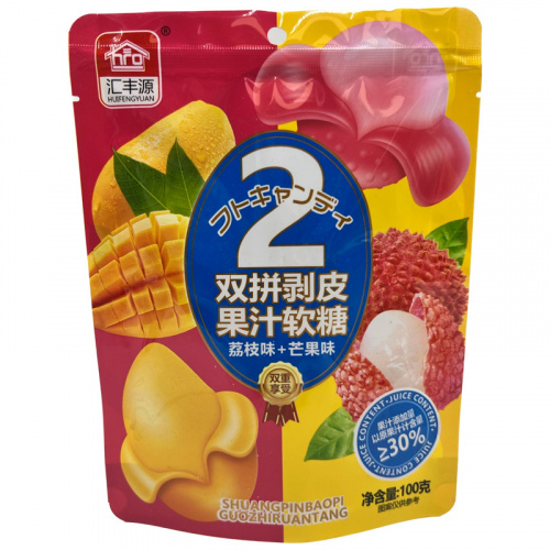 Мармелад HUIFENGYUAN со вкусом личи и манго 100г