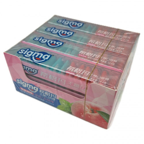 Жевательная резинка без сахара SIGMA со вкусом мяты и белого персика 18,6г фото 2