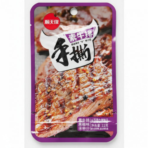 Снек из соевого мяса Шуньтень Юань со вкусом пряного говяжьего стейка 22гр