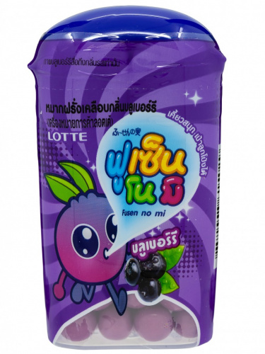 Резинка жевательная драже Fusen No Mi Blueberry "Голубика", Thai Lotte, 15г ТАИЛАНД