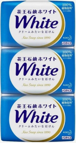 Мыло туалетное кусковое KAO "WHITE" цветочный аромат (130г х3шт), 390г ЯПОНИЯ