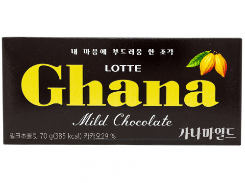 Шоколад GHANA MILD мягкий вкус 70 г КОРЕЯ