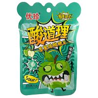 Карамель Hong Tai Kee "Crazy Apple" кислая с шипучкой со вкусом зеленого яблока 22г