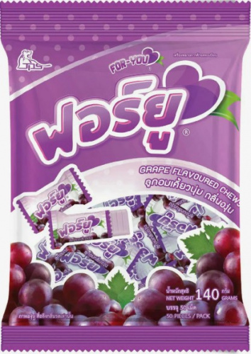 Конфета жевательная Boonprasert "For You" Grape со вкусом винограда, 140г ТАИЛАНД