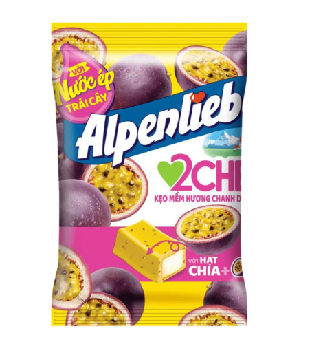 Конфеты жевательные Alpenliebe со вкусом маракуйи и семенами чиа 84г ВЬЕТНАМ