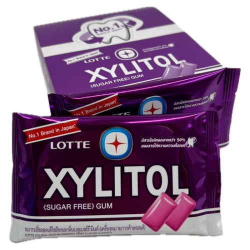 Резинка жевательная Xylitol Blueberry Mint "Голубика и мята", Thai Lotte, 11,6г, блистер ТАИЛАНД